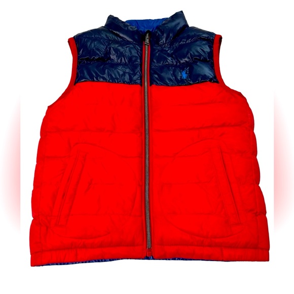 Boy (sz7) Polo Ralph Lauren Reversible Water Resistant Vest - Red/Blue - Picture 2 of 8